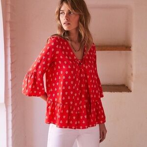 Sézane Red Patterned Blouse - Size Small (EU 34)